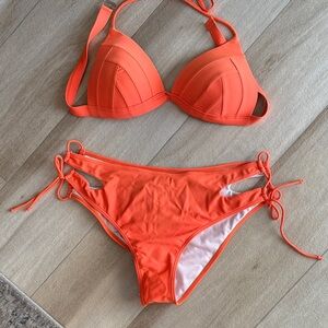 SHEIN Vibrant Orange Bikini with Side Ties